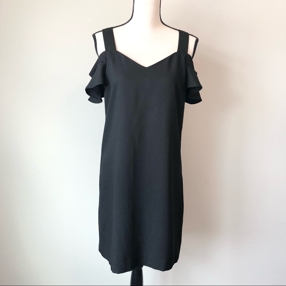 Banana Republic: Black Cold Shoulder Shift Dress